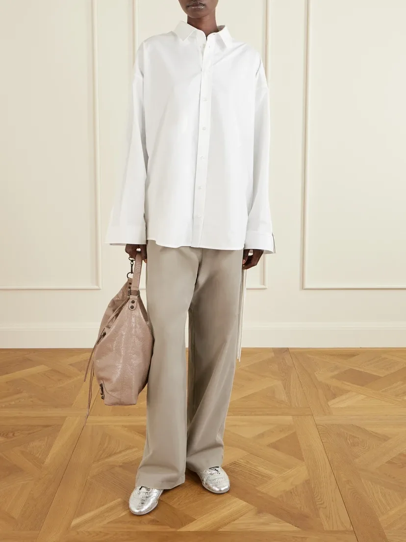 Брюки из шелла с вышивкой BALENCIAGA, бежевый — фото 2