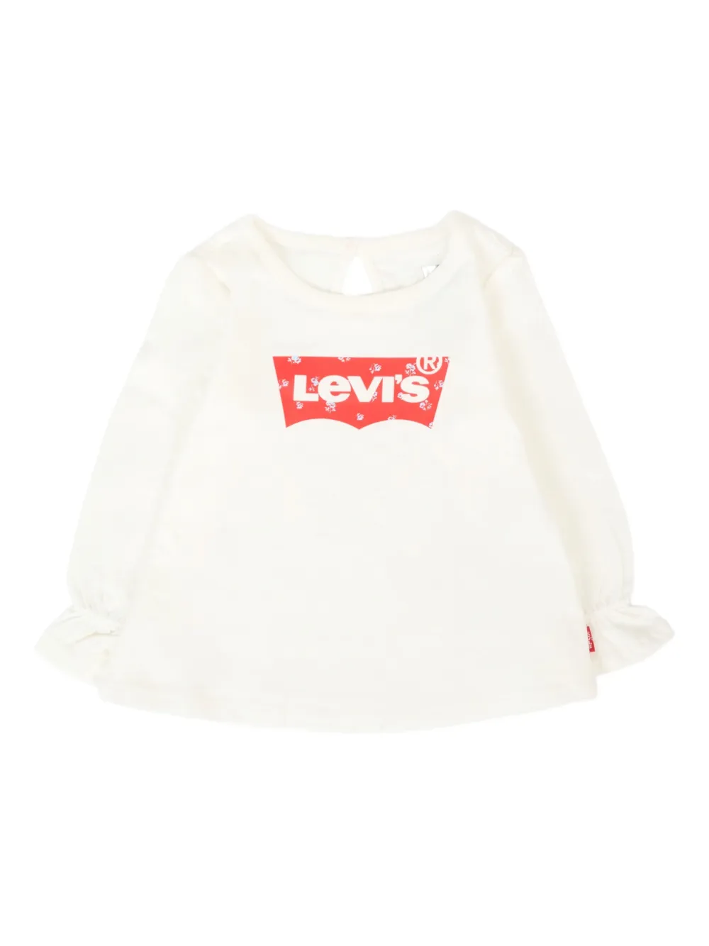 

Футболка с оборками на манжетах и логотипом Levi's Kids, белый