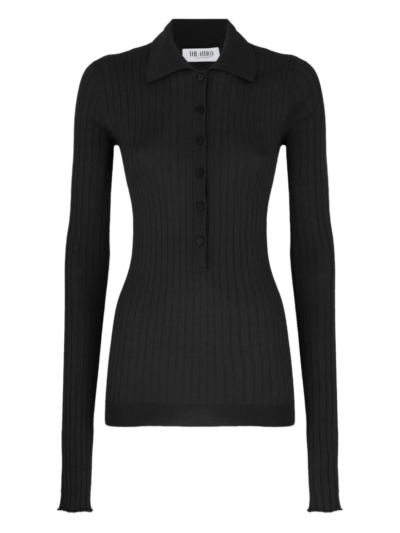 

Рубашка-поло The Attico chunky-ribbed polo top, черный