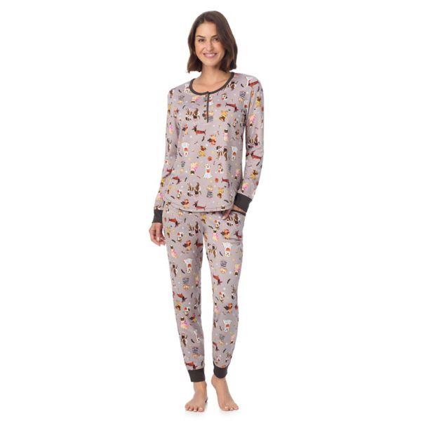 

Уютный комплект пижамы с длинным рукавом и брюками-джоггерами Petite Cuddl Duds, цвет grey halloween dogs