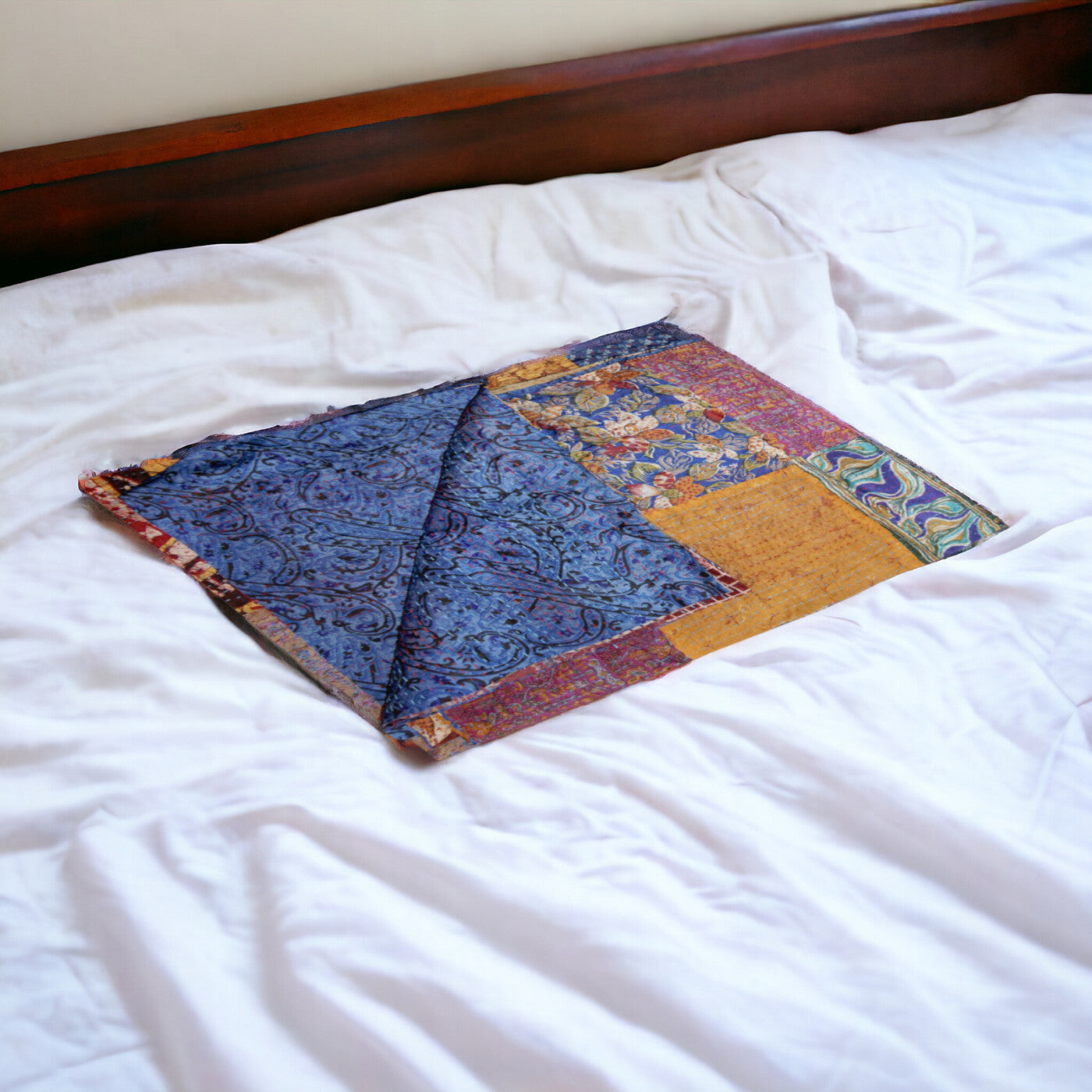 

Сине-желтое хлопковое лоскутное одеяло Kantha размером 60 x 90 дюймов с вышивкой Homezia, цвет Multicolored