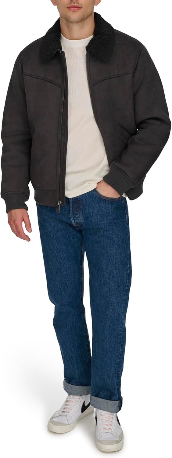 Мужская куртка-бомбер Levi's из искусственной овчины в стиле вестерн, Black — фото 2
