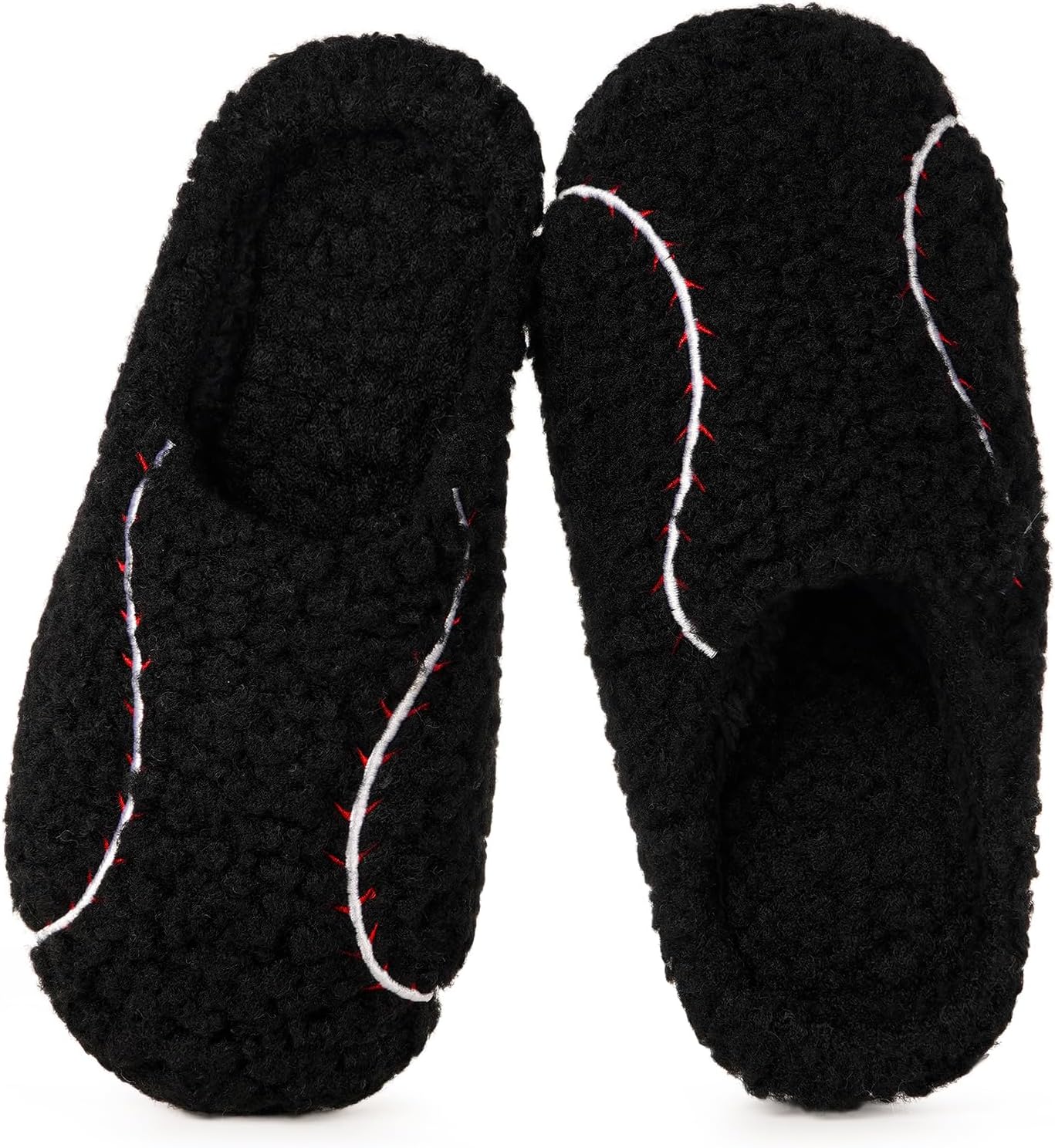 

Женские и мужские спортивные тапочки для зала, зимние утепленные плюшевые домашние тапочки с мемори-пеной, уютные шлепанцы для дома и спальни с противоскользящей подошвой Kukto, черный