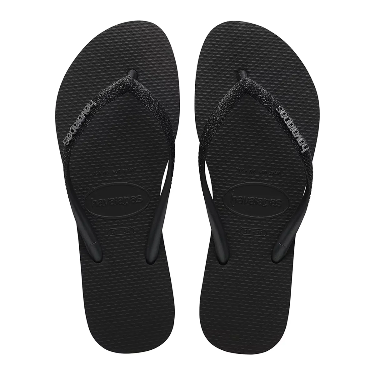 Женские шлепанцы для плавания Havaianas Slim Glitter II, черный