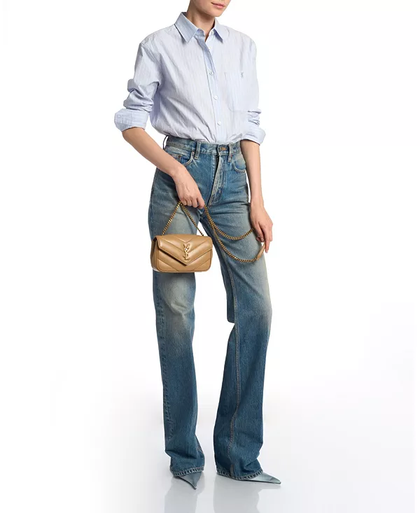 Мини-Сумочка Loulou из овечьей кожи Saint Laurent, коричневый — фото 4
