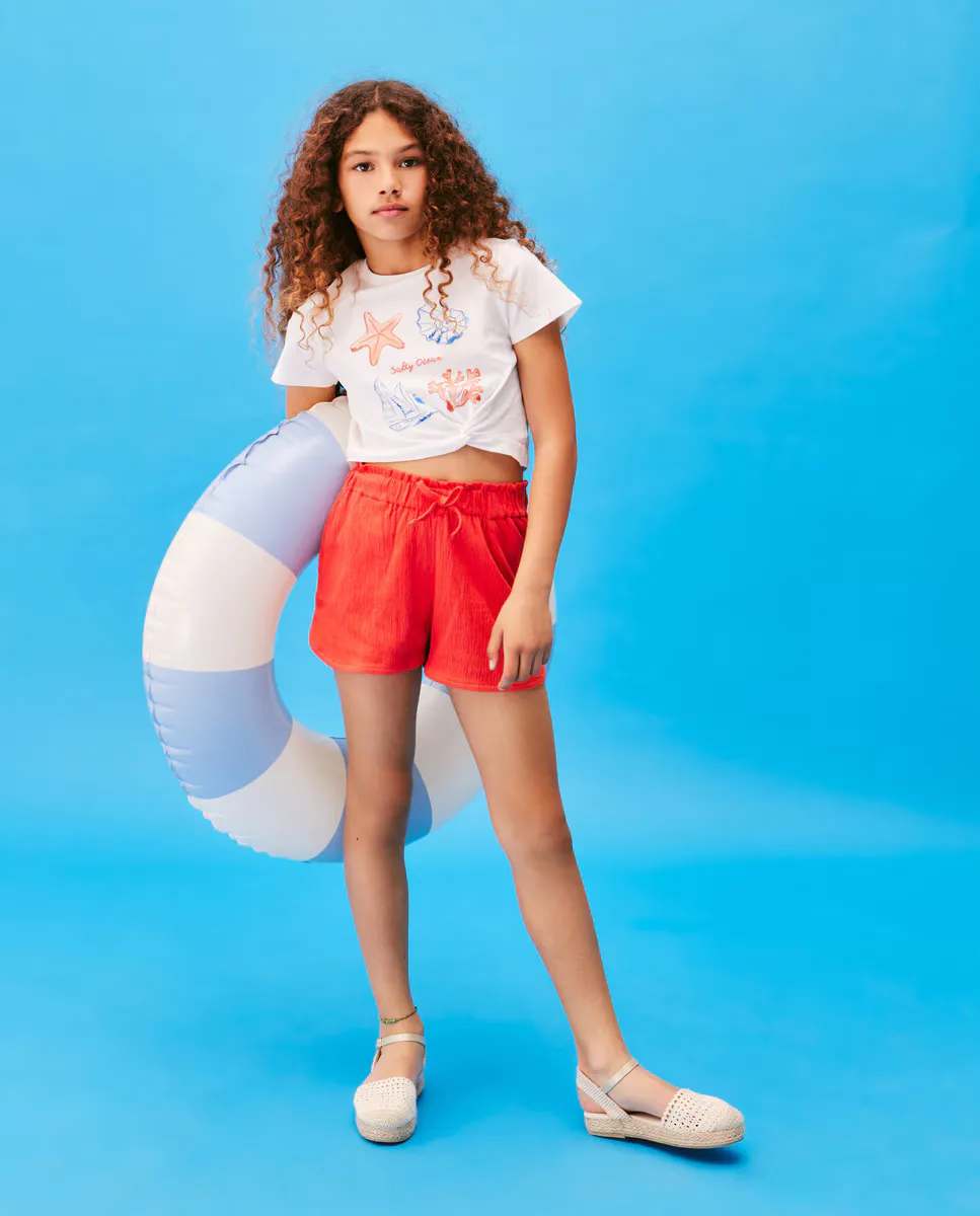 

Однотонные девичьи шорты Kids El Corte Inglés, коралловый