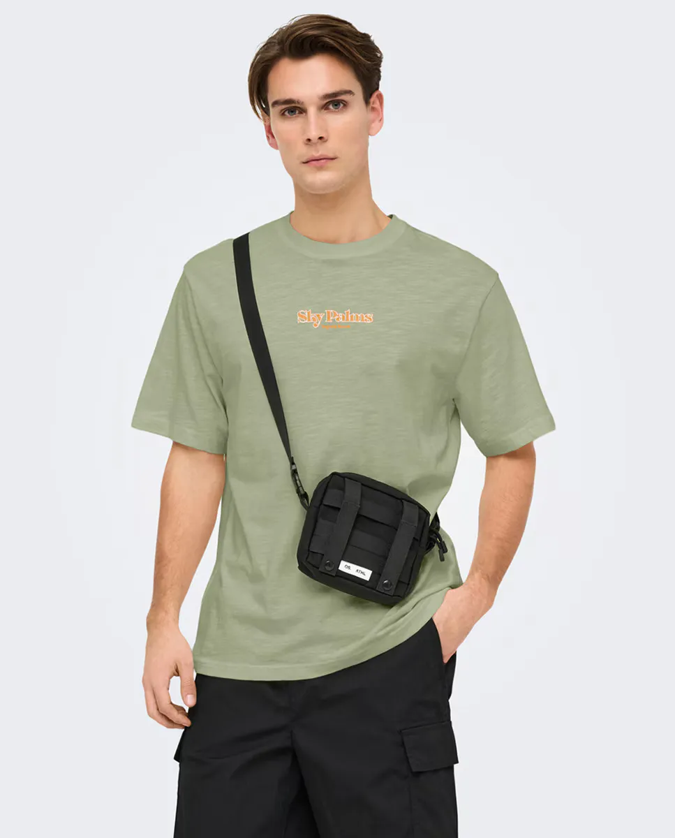 

Мужская хлопковая футболка с коротким рукавом Relaxed fit Only & Sons, зеленый