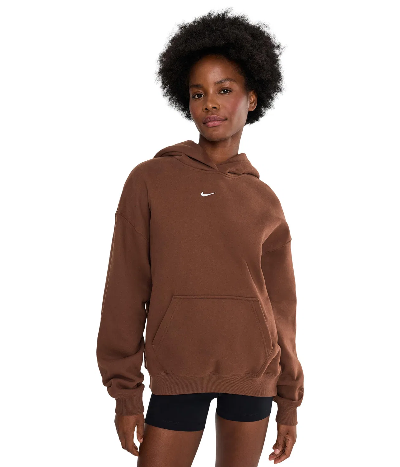 Толстовка с капюшоном Studio Fleece средней плотности, свободного кроя. Nike, Cacao Wow/Sail