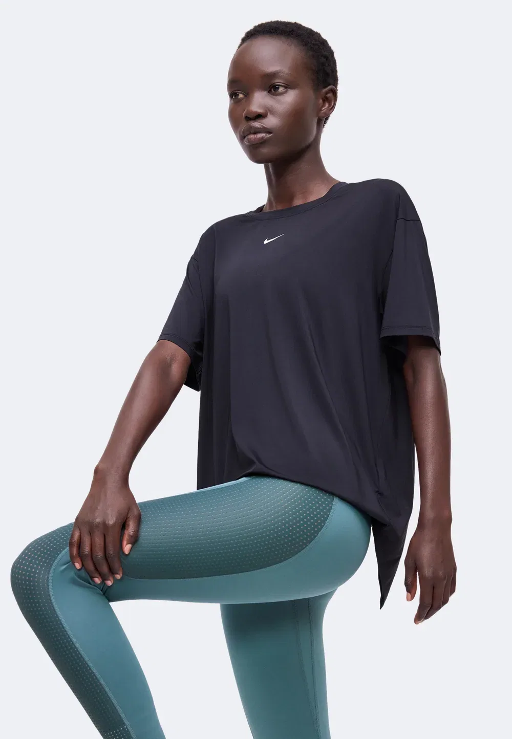 W nk1 df tie back ss - спортивная футболка Nike Performance, Black/White — фото 4