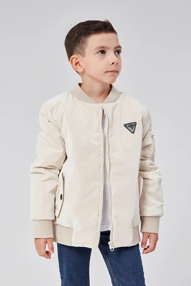 Детская куртка-бомбер для девочек хлопковая Basics Benitto Kids, Beige — фото 2