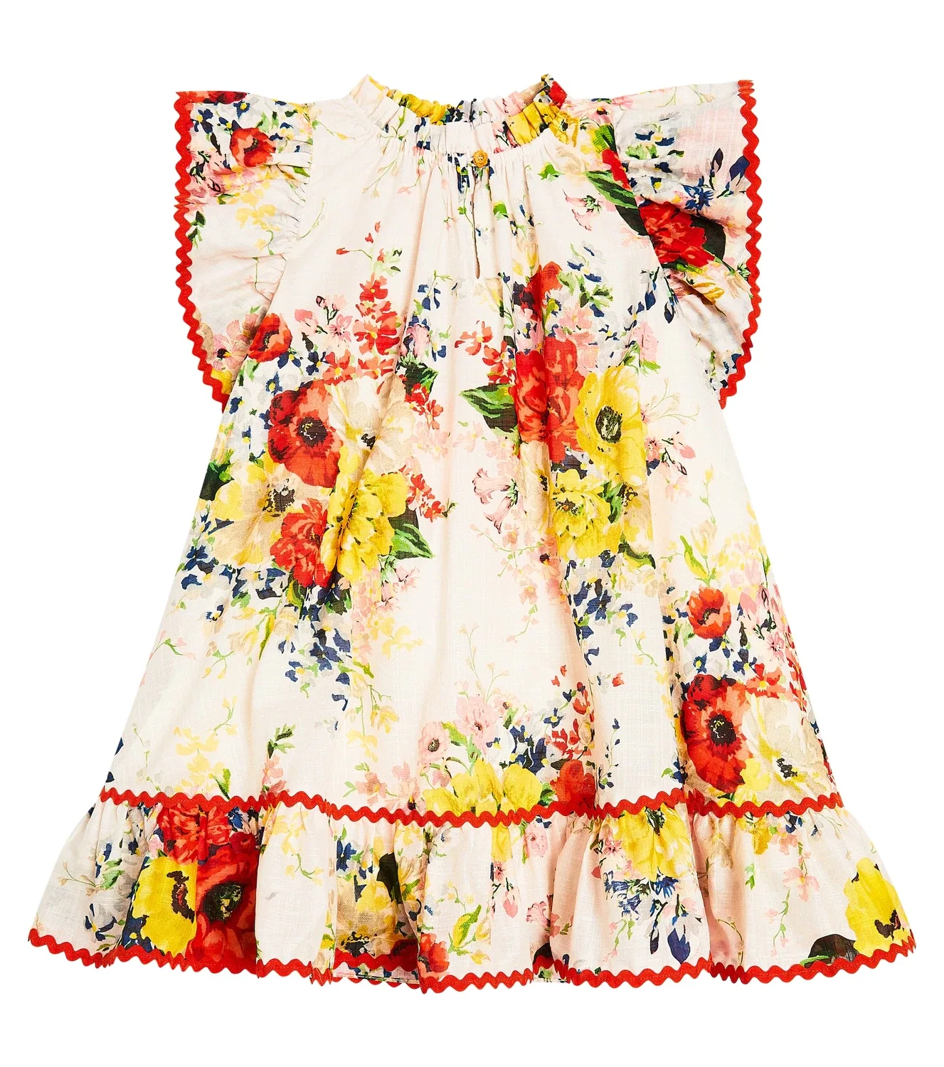Платье с цветочным принтом Zimmermann Kids, белый