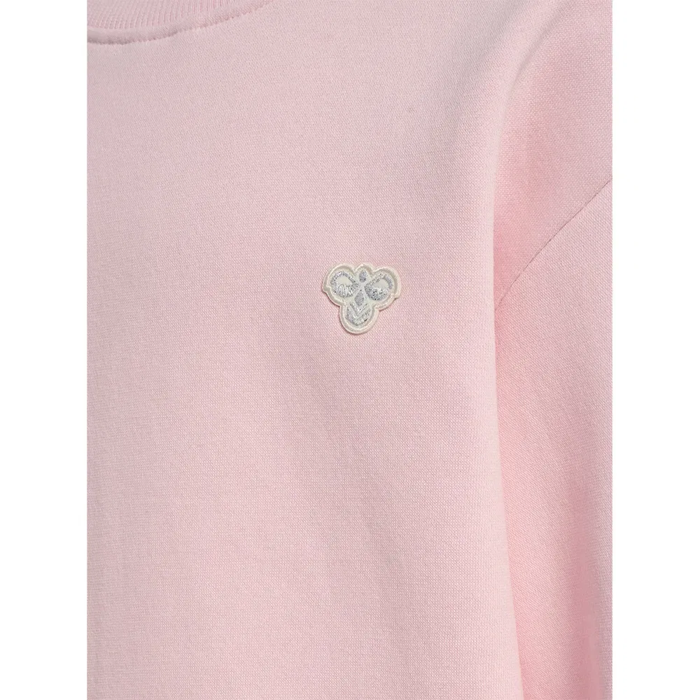 Детский свитшот для девочек свободного кроя с вышивкой пчелы Hummel, Pink — фото 3