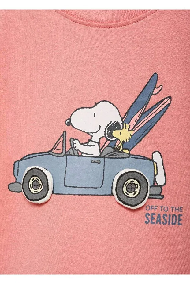 Детская футболка с принтом Snoopy printed t-shirt Mango Baby, Pinkish Orange — фото 4