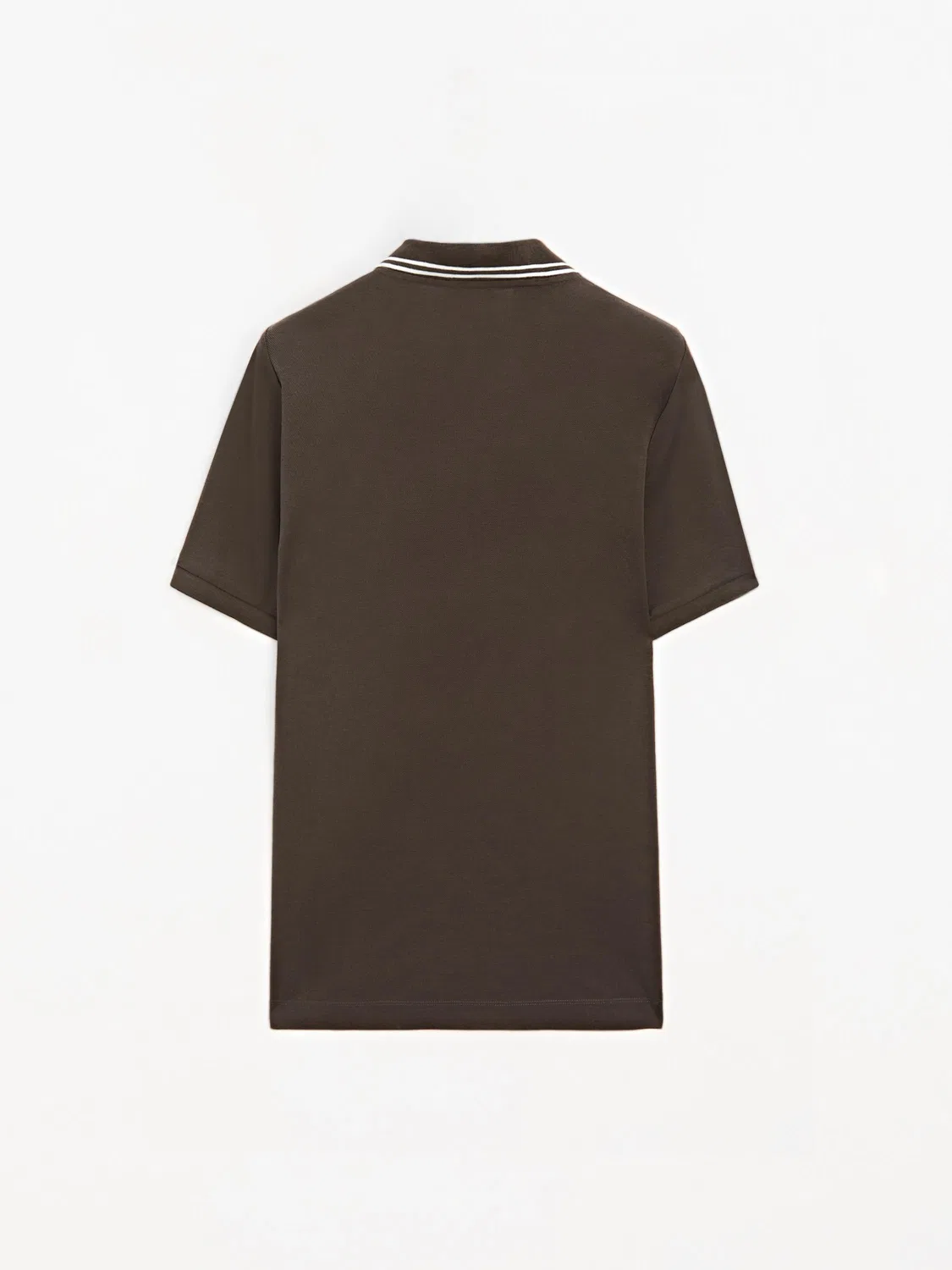 Поло с коротким рукавом и контрастными деталями Massimo Dutti, шоколадный — фото 2