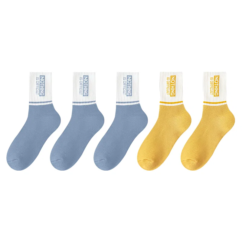 Детские носки средней длины, комплект из 5 пар, 5 Pack (White Blue 3+White Yellow 2), MIIOW