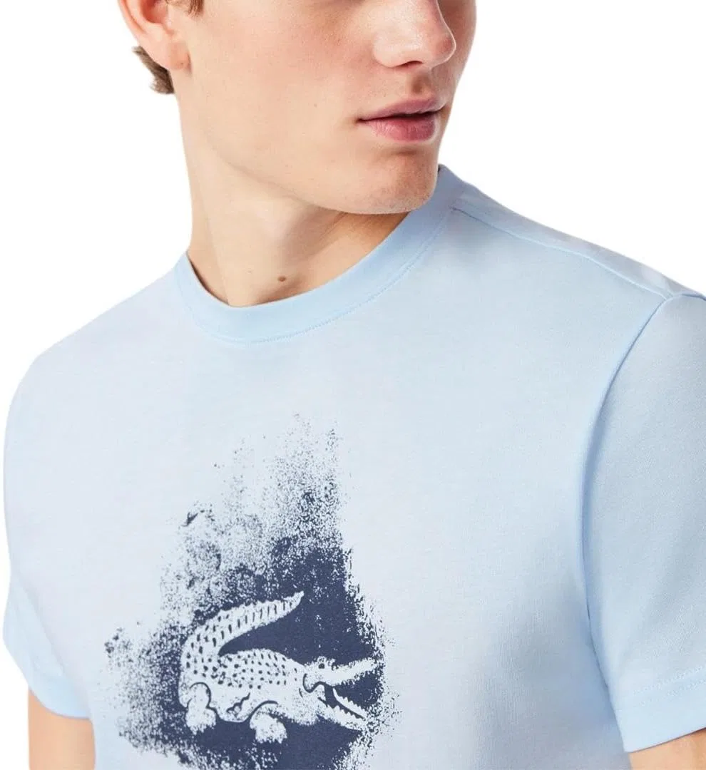 Футболка мужская Lacoste Ultra Dry с графическим принтом, Baby синий — фото 3