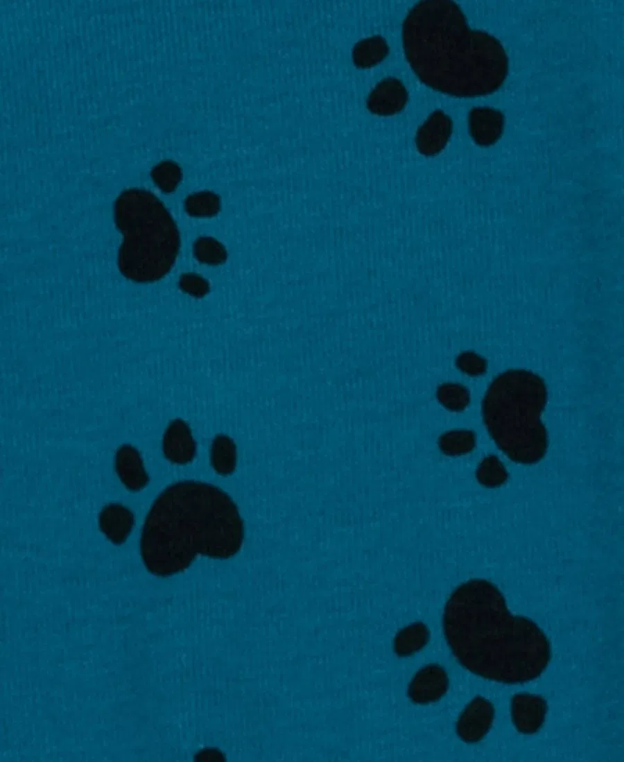 Детская пижама из хлопка с длинным рукавом, комплект из двух предметов Leveret, Dog Paw Teal Blue — фото 3