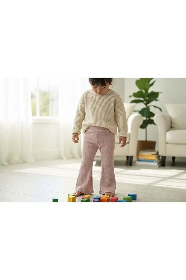 Детские леггинсы для девочек расклешенные KrinKEL fabric i flared iz pants pink Ryze Çocuk, Pink