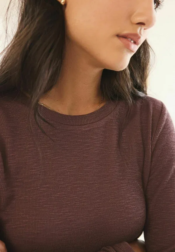 Пижамный комплект с длинным рукавом, полосатый, Regular fit, Next, Chocolate Brown Stripe, коричневый/шоколадный — фото 2