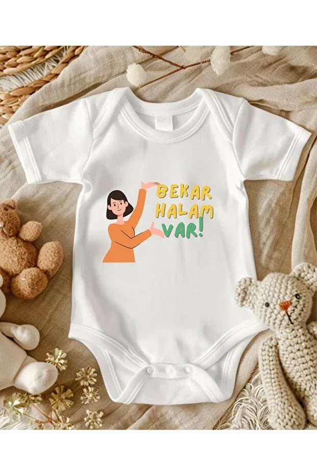 Детское боди для новорожденных с принтом Bekar halam var written Lupi, Cosmo Edition Silver