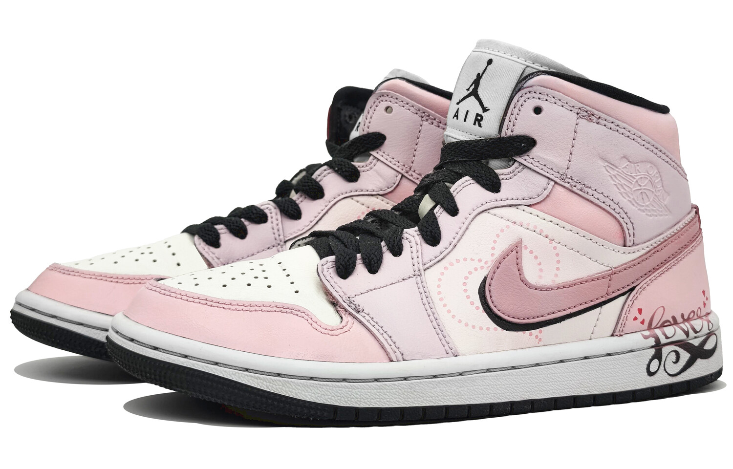 Кроссовки Air Jordan 1 Vintage Basketball Shoes Men High-top Deep Pink, Black, цвет Love fans — фото 3