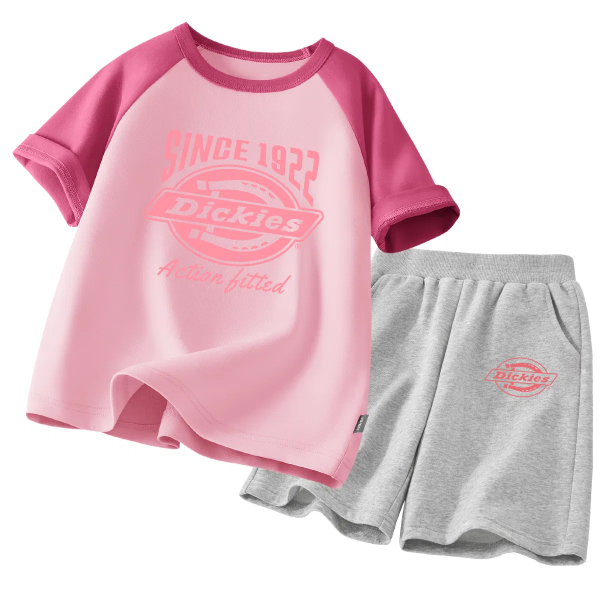 Детский спортивный комплект с круглым вырезом Syuan Berry Red+SHO Official Logo Gray, Dickies