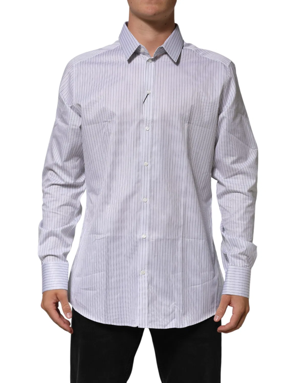 Мужская рубашка с длинным рукавом с принтом полоска GOLD Dress Shirt Dolce & Gabbana, White