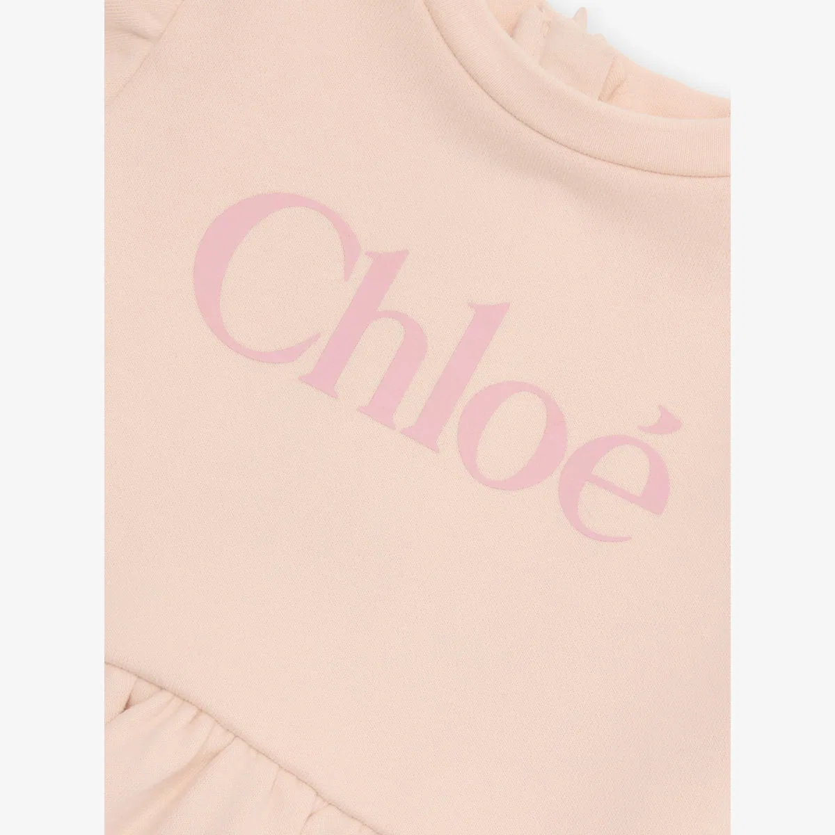 Хлопковое мини-платье с фирменным принтом, размер 2-3 года Chloe, розовый — фото 2