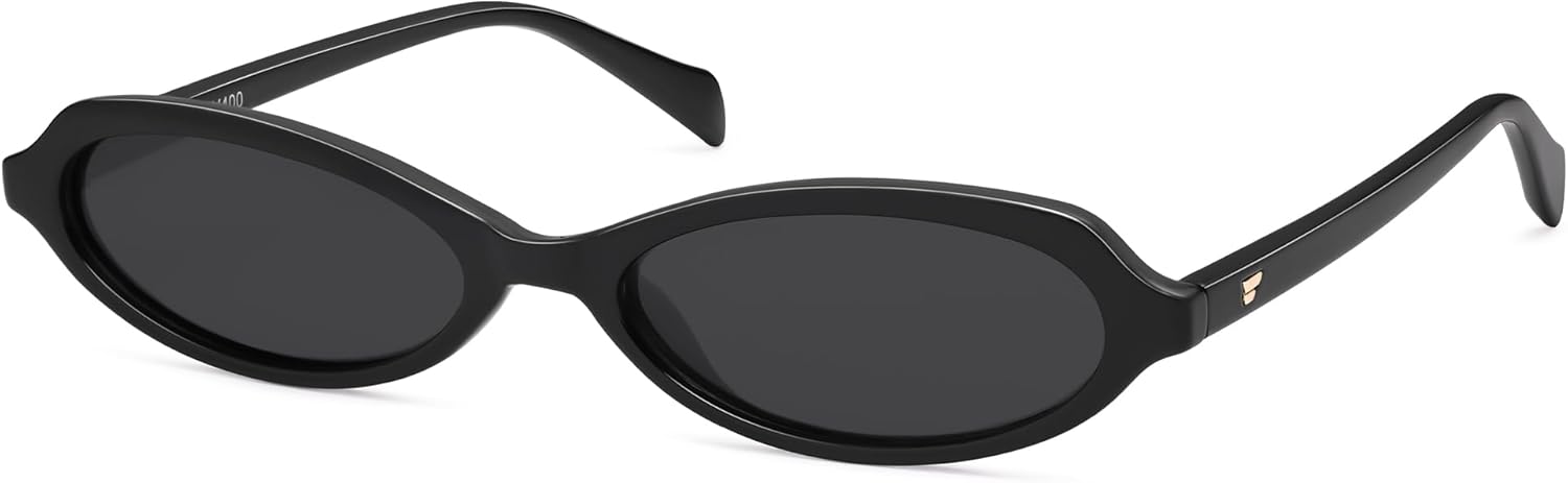 

Поляризованные ретро-солнцезащитные очки VANLINKER овальной формы для женщин, маленькие, стильные, в винтажном стиле 90-х, модные, узкие, в стиле Y2K, VL9873, C1 Black Frame/Grey Lenses