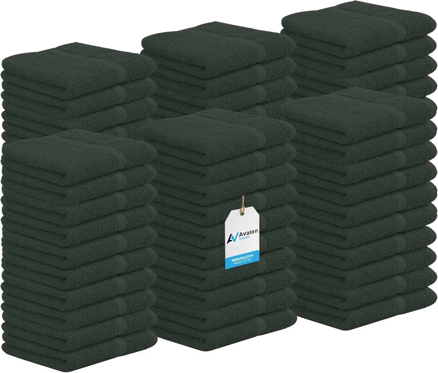 Мочалки хлопковые, Avalon Towels, набор 60 шт, 30.5x30.5 см, Серый