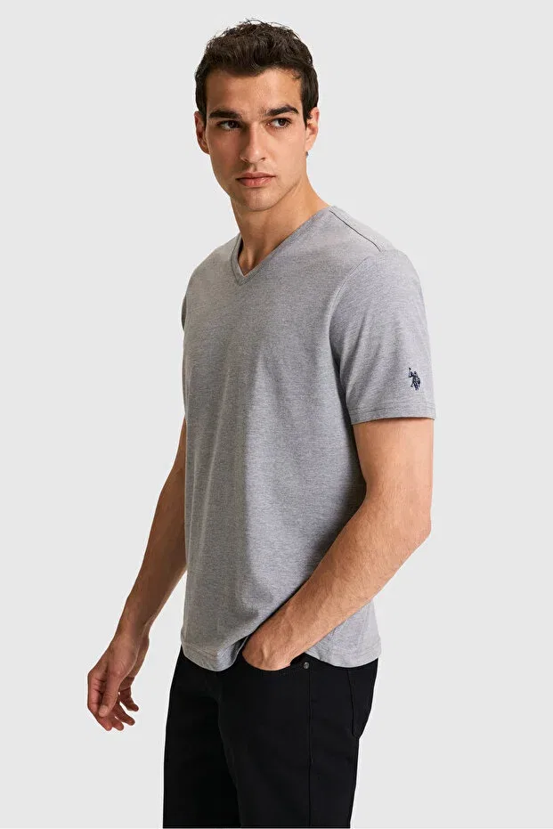 Мужская футболка с V-образным вырезом U.S. Polo Assn., Gri Melanj