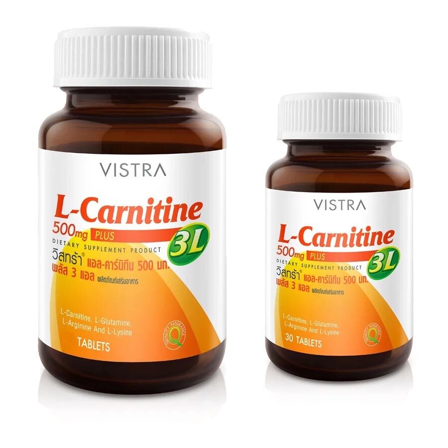 

Добавка Vistra L-carnitine 500 mg Plus 3L, 2 банки по 30 и 60 таблеток