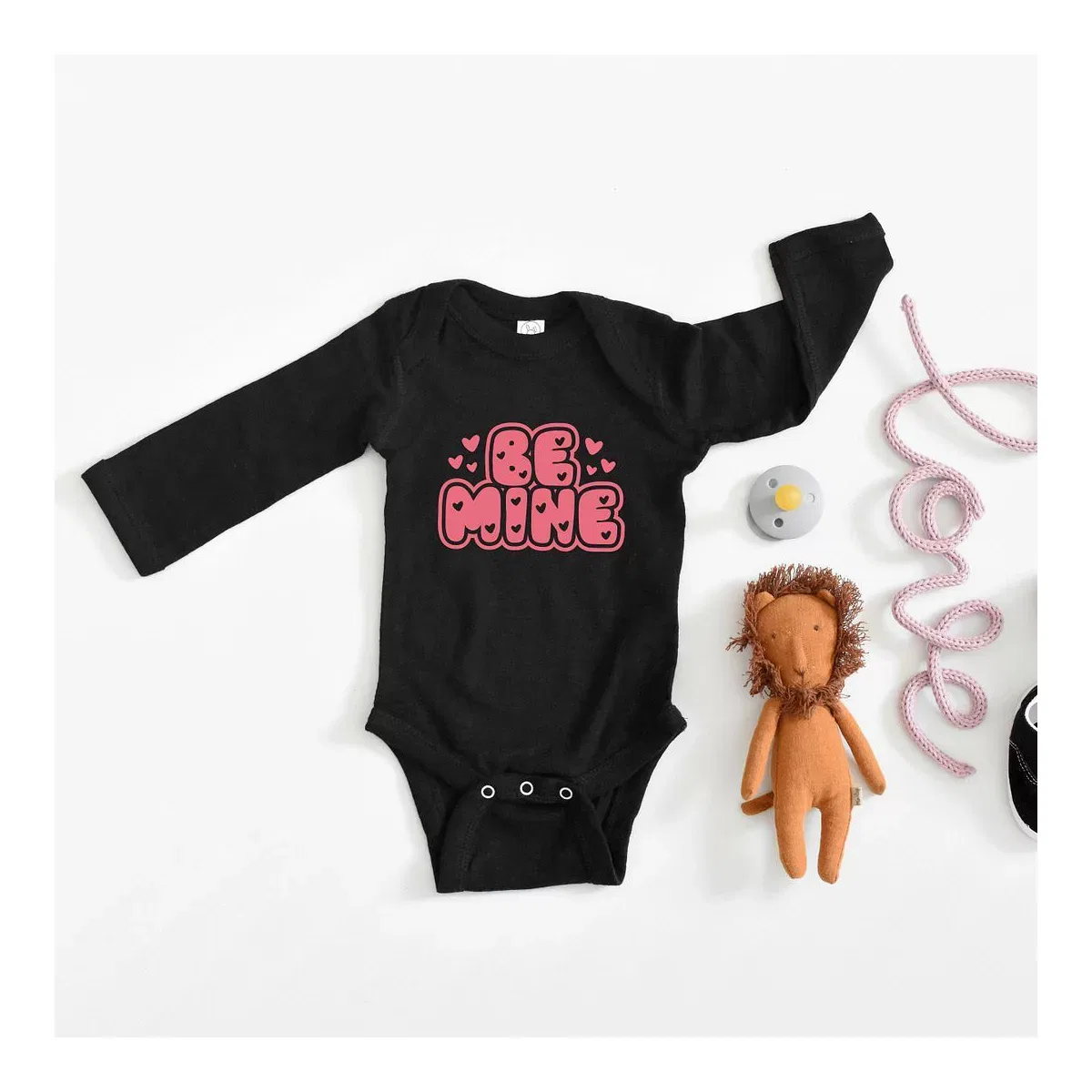 Детское боди с длинным рукавом Be Mine Bubble Baby The Juniper Shop, Black — фото 2