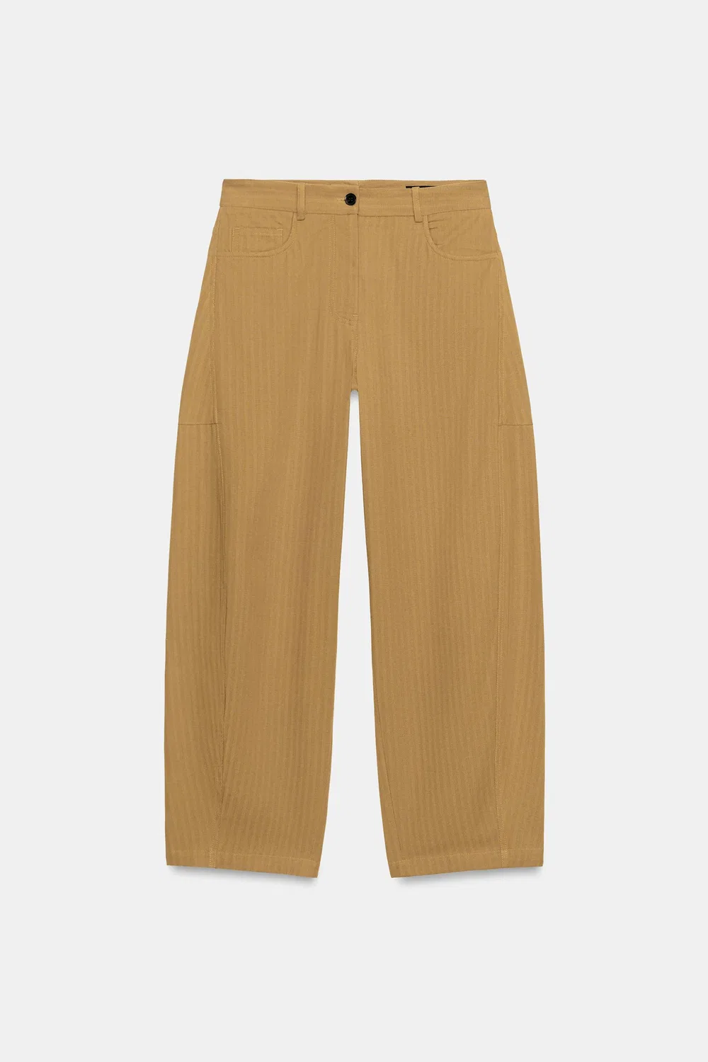 Зауженные брюки ZW COLLECTION в елочку ZARA, Mid-camel — фото 3