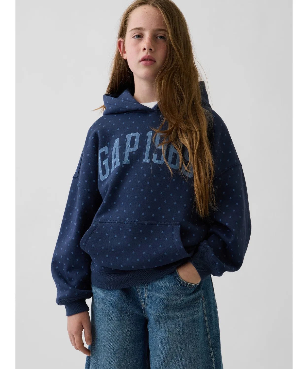 Детский худи оверсайз с логотипом GAP, Navy