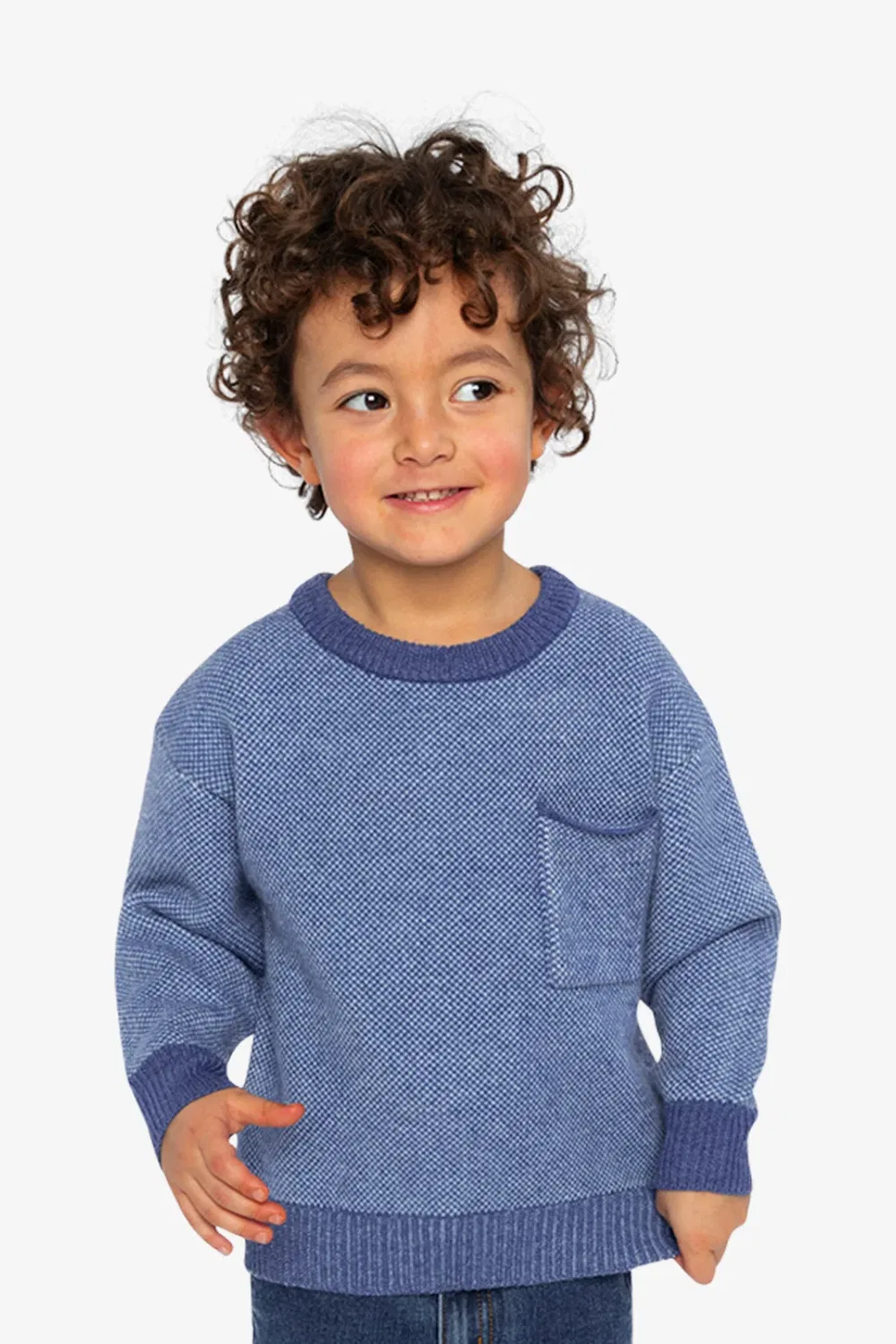 Детский свитер с фактурным узором Deux par Deux, Blue Knit — фото 2