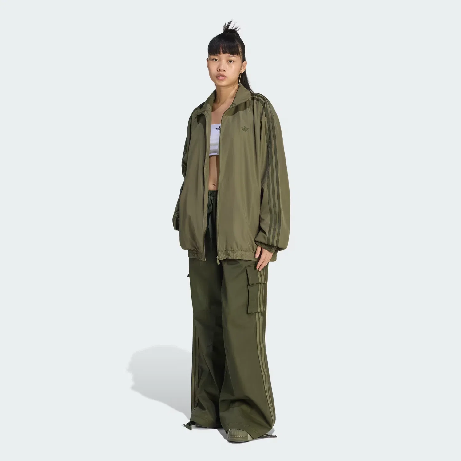 Женская олимпийка на молнии Firebird Adilenium Adidas Originals, Olive Strata/Night Cargo — фото 3