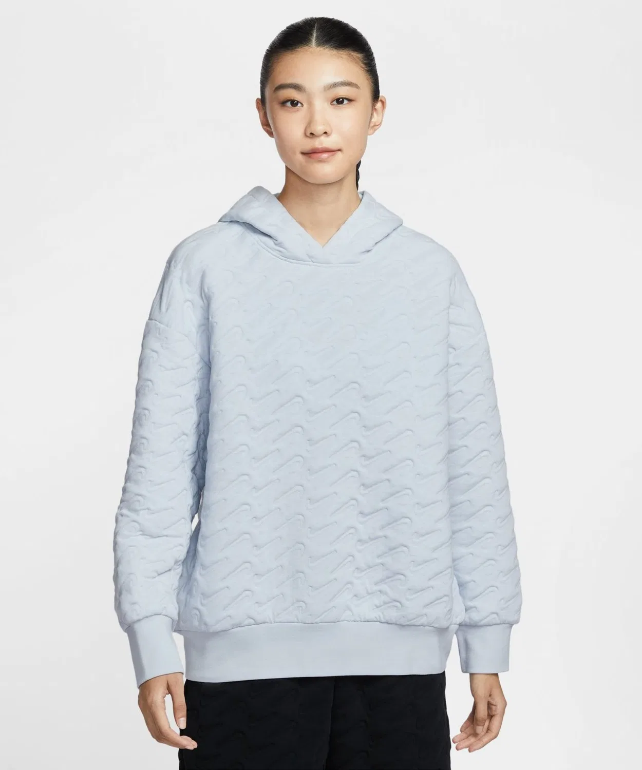 Женский пуловер с длинным рукавом однотонный, с принтом NIKE, Grey/Pink