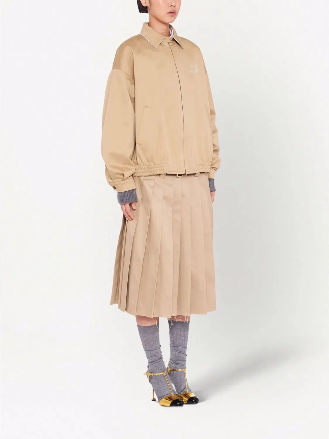 Ультрабольшая Хлопковая Блузон Куртка Miu Miu, коричневый вельвет — фото 2