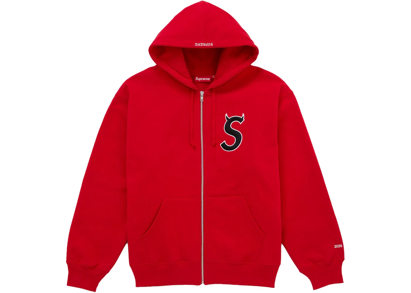Мужская худи на молнии с капюшоном с принтом Devil S Logo Supreme, Red
