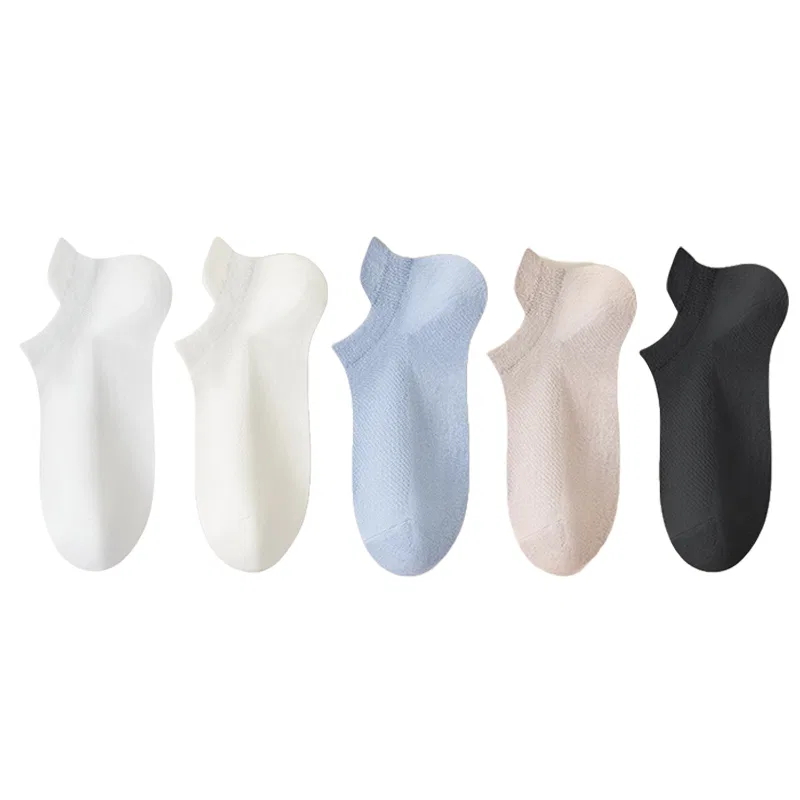 Детские носки-невидимки набор 5 пар DUSHILIREN, Цвет 2 White+2 Milk White+Black — фото 3