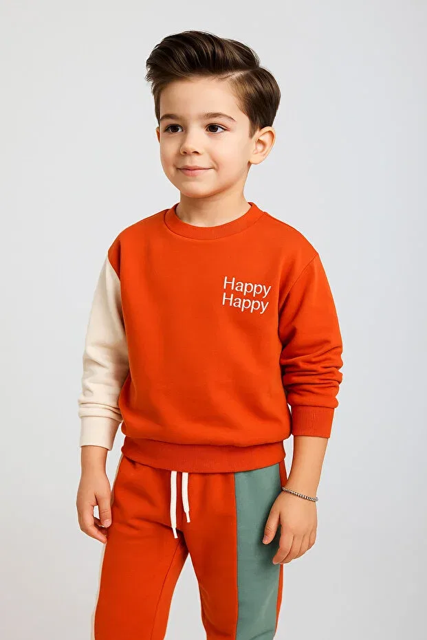 Детский комплект из свитшота и брюк с вышивкой Morpembej, Orange