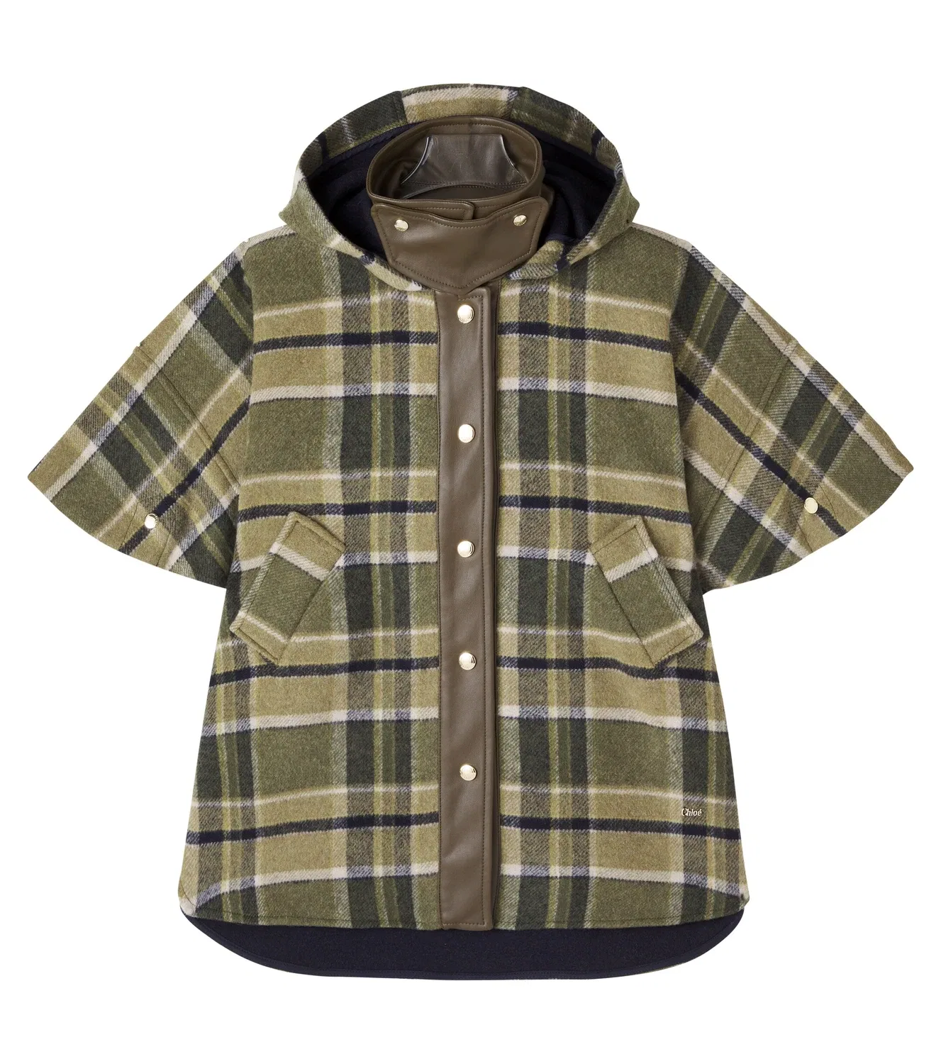 Пальто в клетку Chloé Kids, хаки