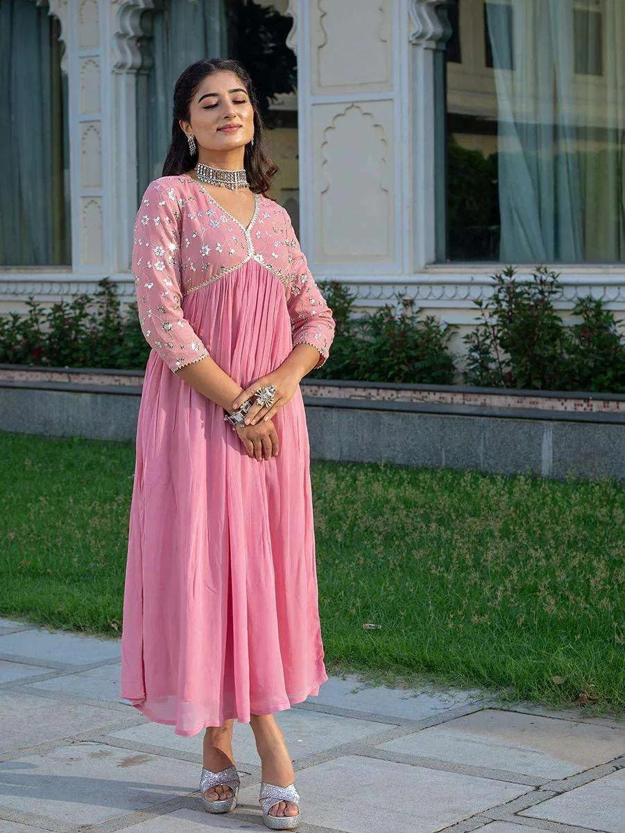 Женское платье Georgette Fit & Flare Ltp Products, Pink — фото 4