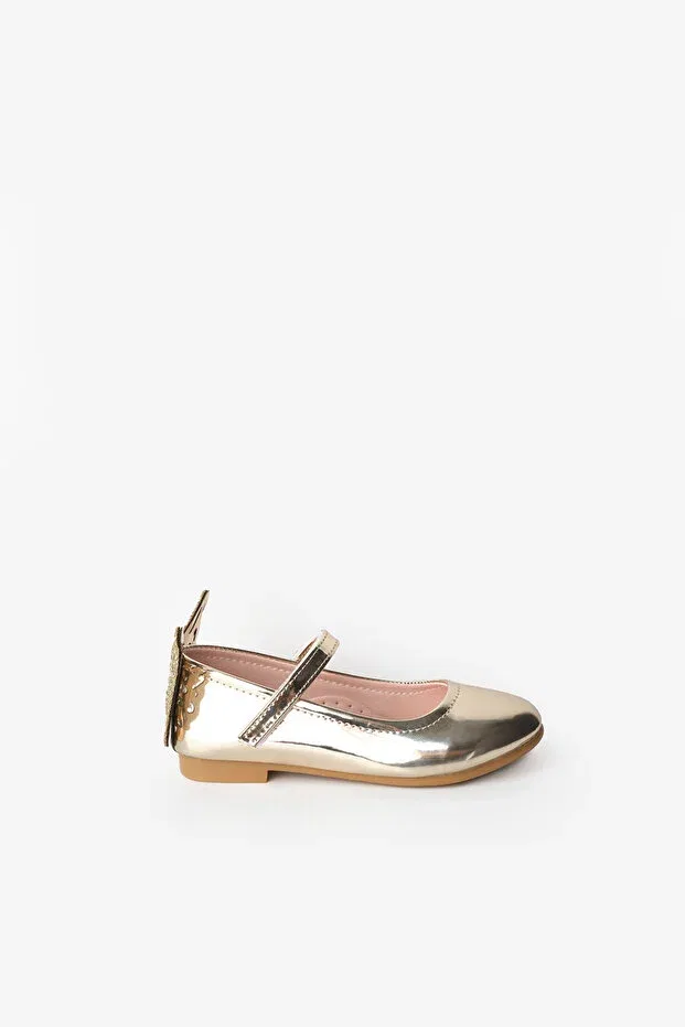 Детские балетки для девочек с принтом Gold-Heeled butterfly Le Mabelle, Gold — фото 2