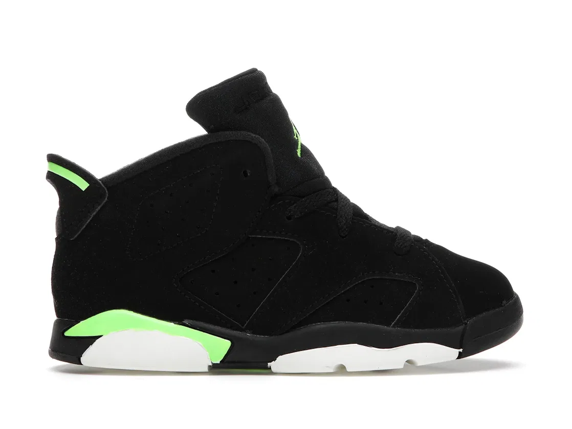 Детские кроссовки с ярким акцентом Jordan 6 Retro Jordan, Black/Electric Green