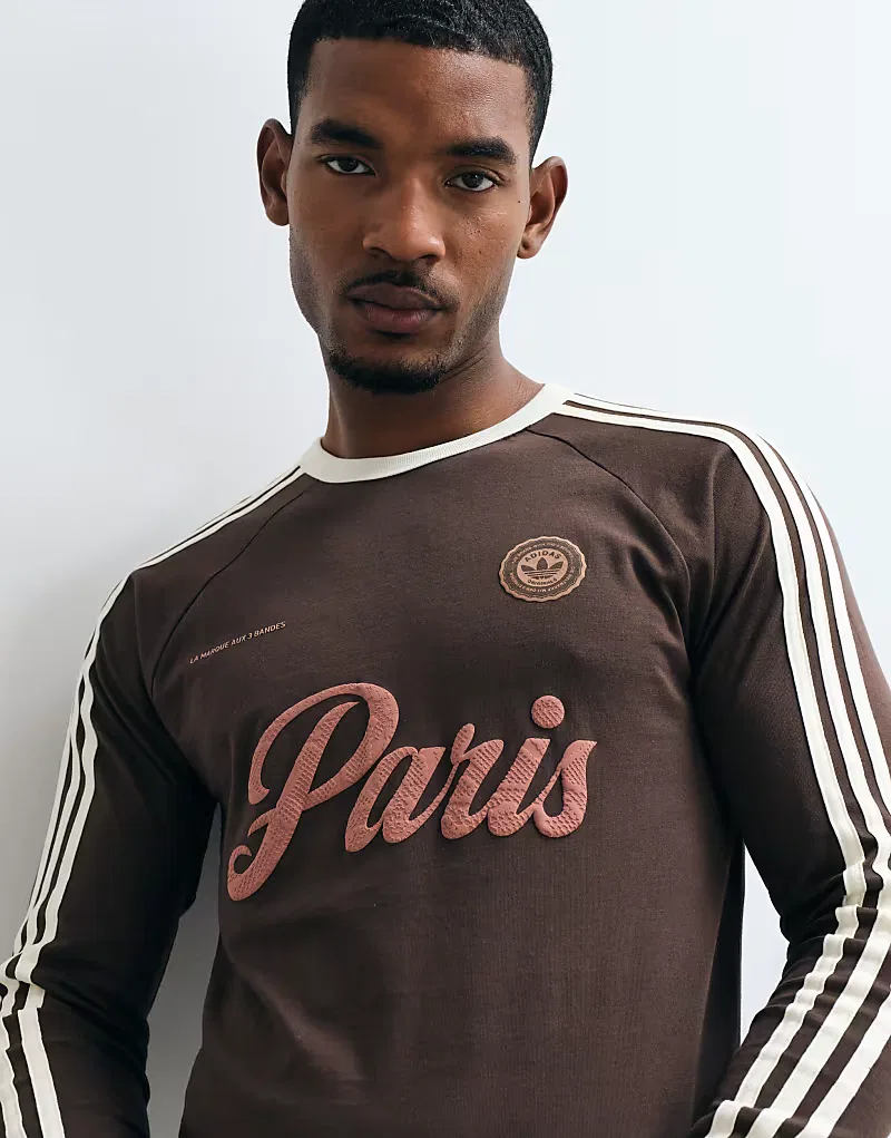 Футболка Adidas Originals Paris с логотипом, коричневый — фото 2
