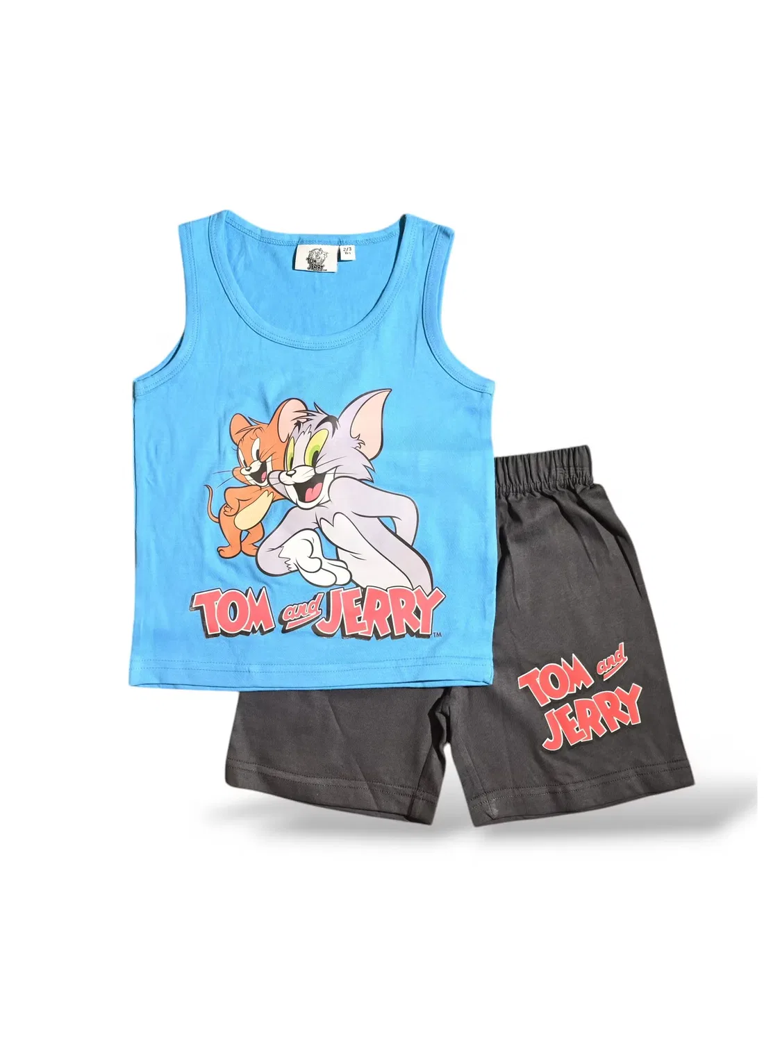 Комплект без рукавов с принтом Tom And Jerry, синий