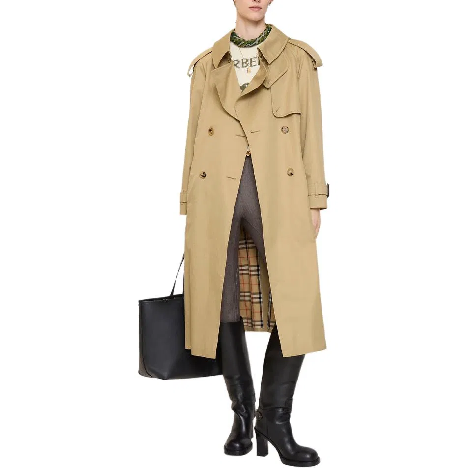Женский тренчкот с лацканами Beige Burberry, Beige — фото 4