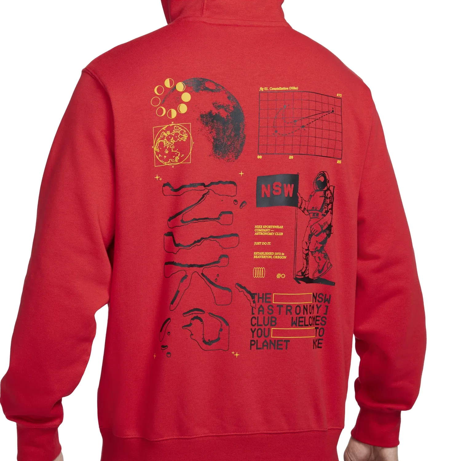 Мужское худи Club Fleece Graphic Pullover Hoodie Asia Sizing 'CNY University Red' Nike, University Red/Black — фото 3